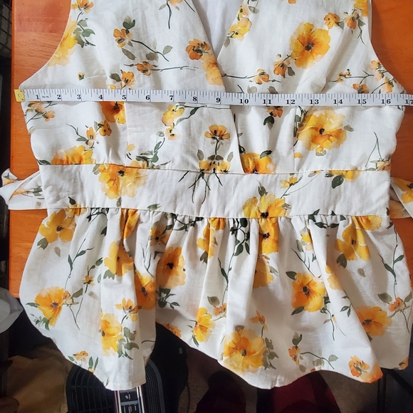 Essentielle En Saison Pia Floral Sleeveless Peplum Top Cotton Blend Large - Picture 7 of 9
